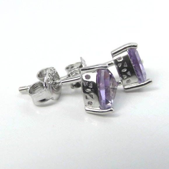 NEW 1.40 ctw Amethyst Trillion Silver Earrings - Picture 4 of 4